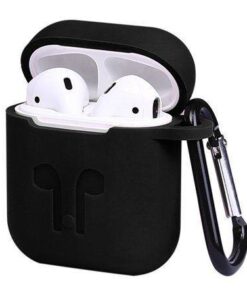 Black Airpods 2 silicone case keychain style