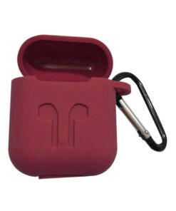 maroon dark red airpods 2 silicon cover case with keychain pakistan