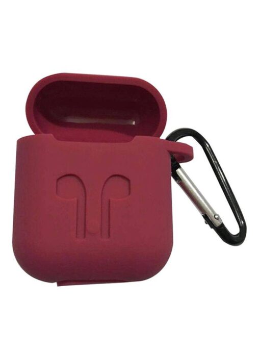 maroon dark red airpods 2 silicon cover case with keychain pakistan