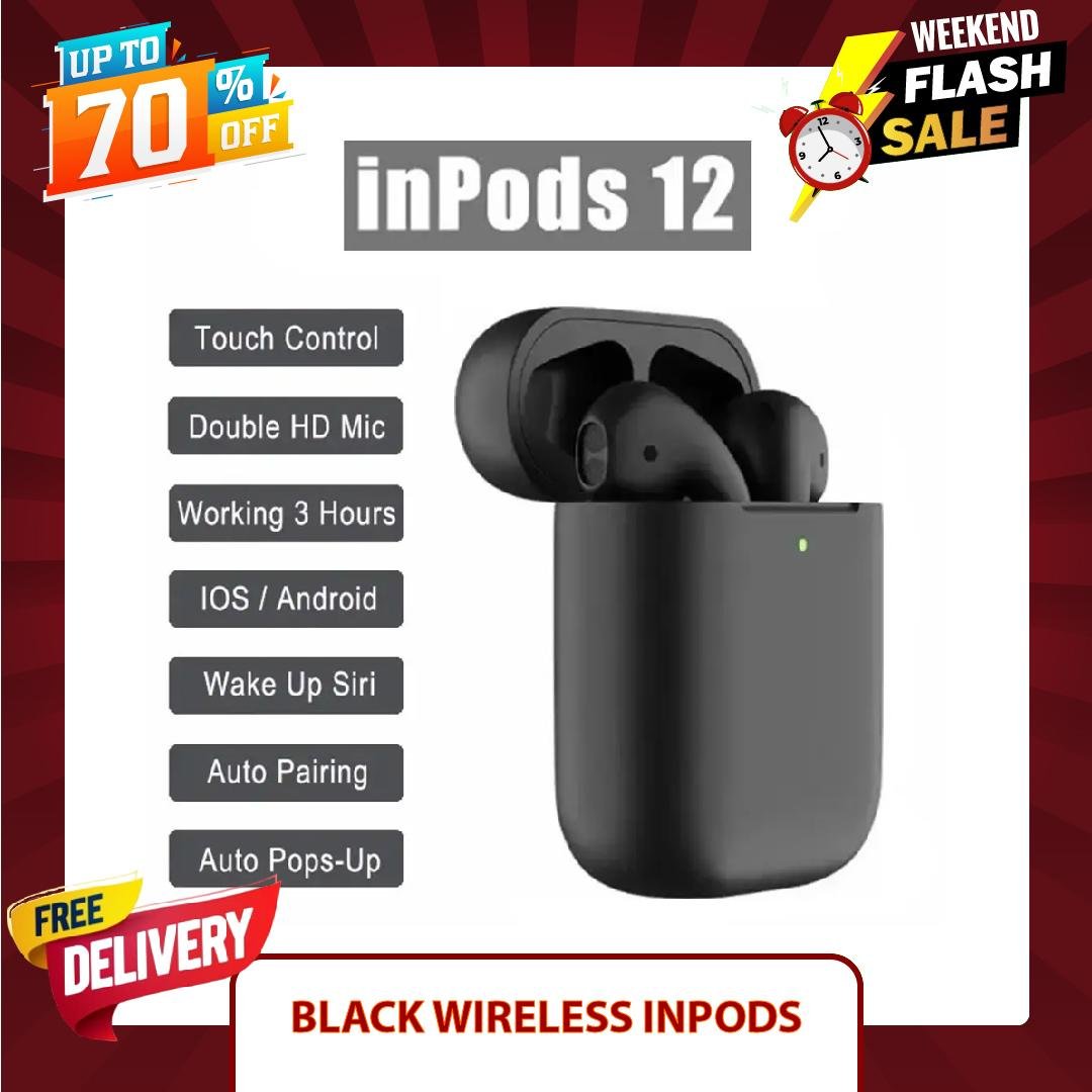 Black Inpod Wireless Earphones