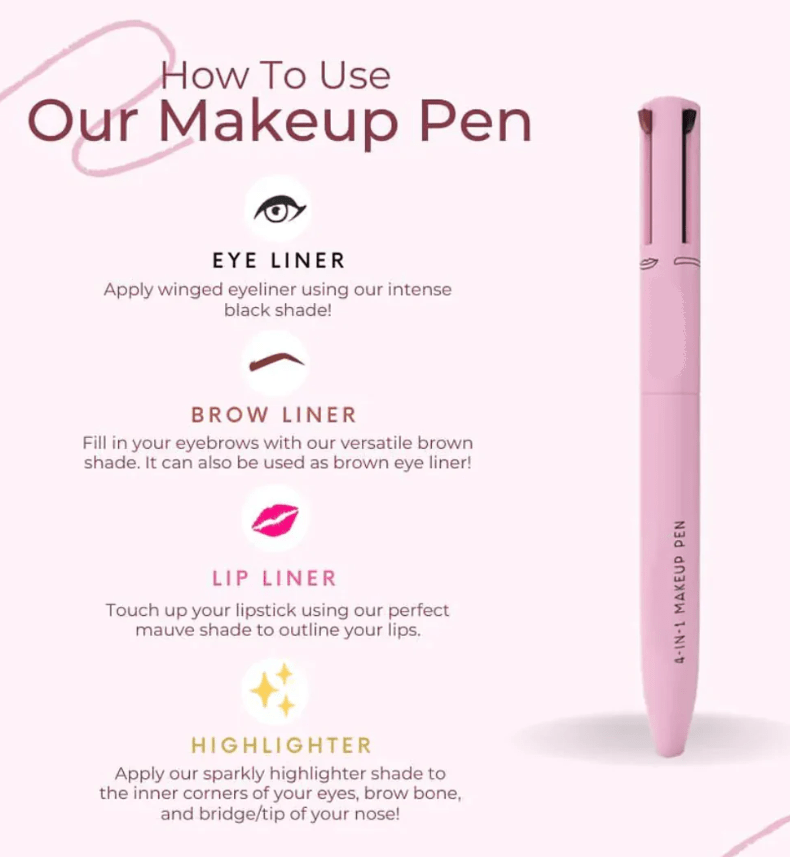 4 in1 Makeup Pen Eyeliner Lipstick Highlighter Brow liner - Image 2